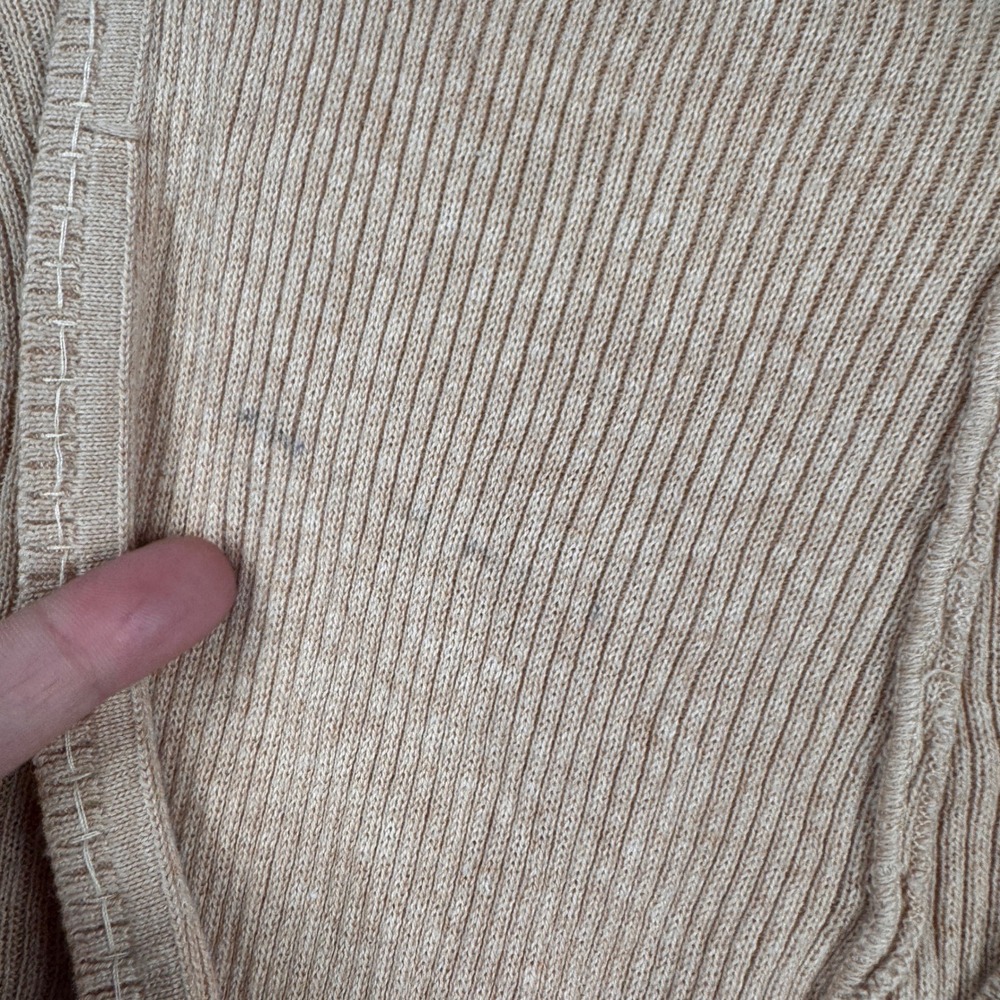 Vintage Y2K Aeropostale Hoodie Sweater Womens Medium Tan Sequin VNeck Cable Knit - Picture 8 of 11